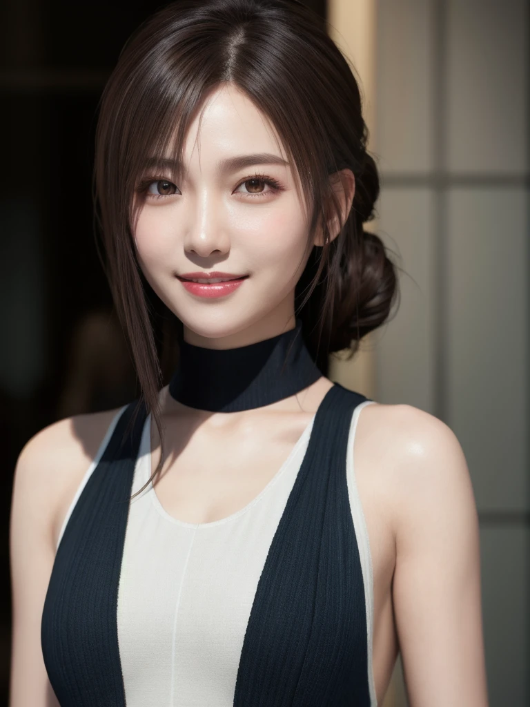 high quality picture, masutepiece, detailed hair texture, Detailed skin texture, Detailed Cloth Texture, 8K, Add fabric details, ultra detailed skin texture, ultra detailed photographic, Skin pores,light smile, full body,(skin leotard),harf updo,