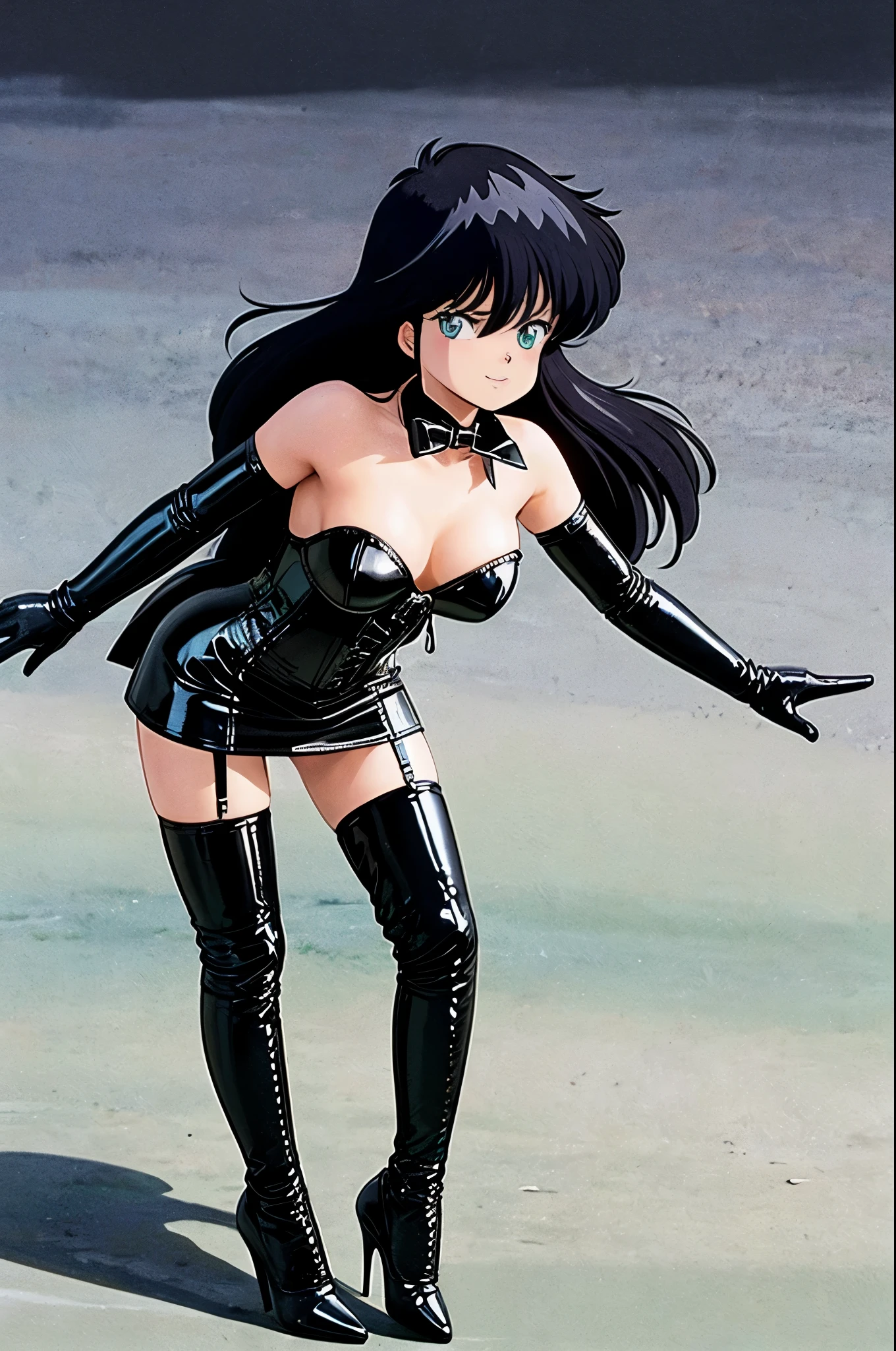 Yankee sitting、Poop sitting、Squat、(((open legs)))、(((Wide-open legsでしゃがむ)))、(((Squat with your legs spread in an M-shape)))、BDSM、Queen、mistress、(((One girl)))、solo:1.8、(((Black latex elbow gloves:1.4 )))、(((Black latex corset dress:1.4)))、(((The corset dress is decorated with beautiful lace.)))、(((Corset dress with shoulder straps)))、(((Black latex tight mini skirt:1.4)))、(((Black Thigh Boots)))、(((Black fishnet stockings:1.2 )))、(((Stiletto heels:1.4)))、(((Black latex panties)))、(((Black latex bra)))、(((Black leather collar)))、(((Sexy pose:1.4 )))、Wide-open legs:1.2、(((Erotic)))、(((Cowboy Shot)))、Madoka Ayukawa、Dark blue hair、Perfect body、Sexy pose、Close-up、Hotel Bed、Adult、
1 Girl、young woman、Beautiful character design、Detailed eyes、Detailed face、Anatomically perfect body、Two perfect anatomical arms、Two perfect anatomical legs、Perfect Fingerasterpiece、High resolution、High quality 8K、( Mean face) 、( blush)、Contempt、Contempt、smile、Cold gaze