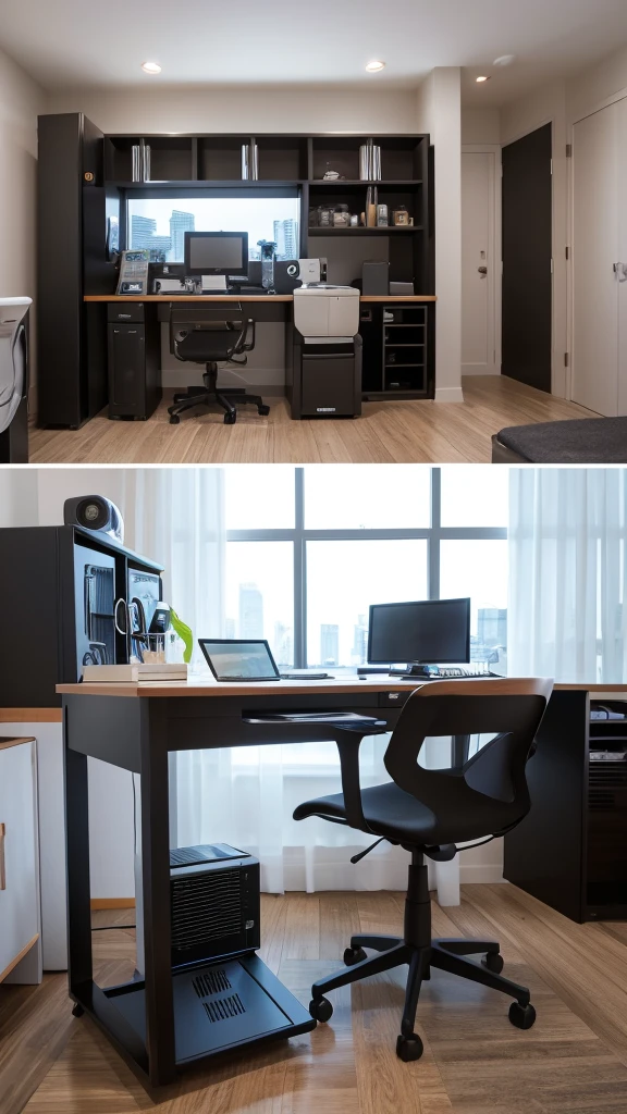 There is a computer in a modern and stylish room.