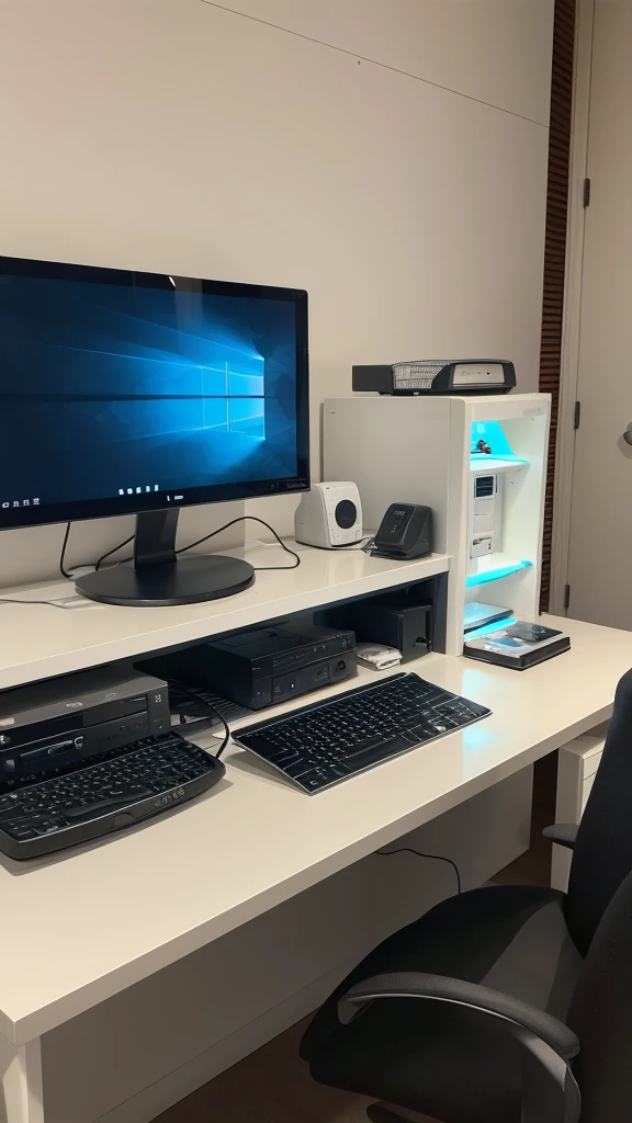 There is a computer in a modern and stylish room.