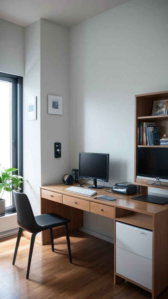 There is a computer in a modern and stylish room.