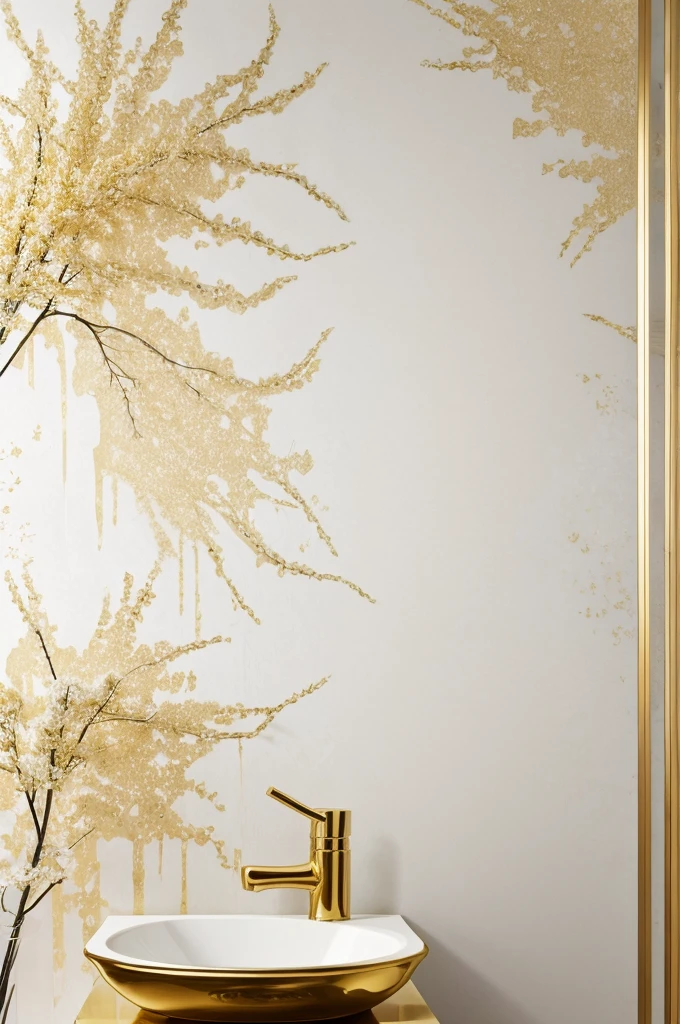 Resin art wall paper white and golden