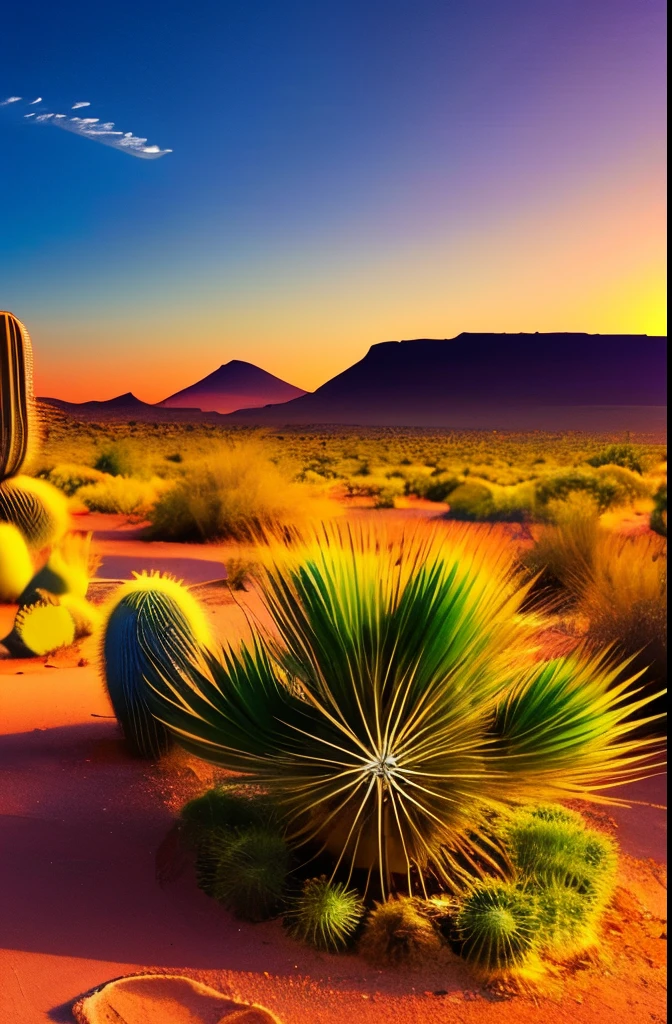 paisagem, Cactus plants in a desert area with a sky background, caatinga, paisagem do deserto, serene desert scenery at night.
