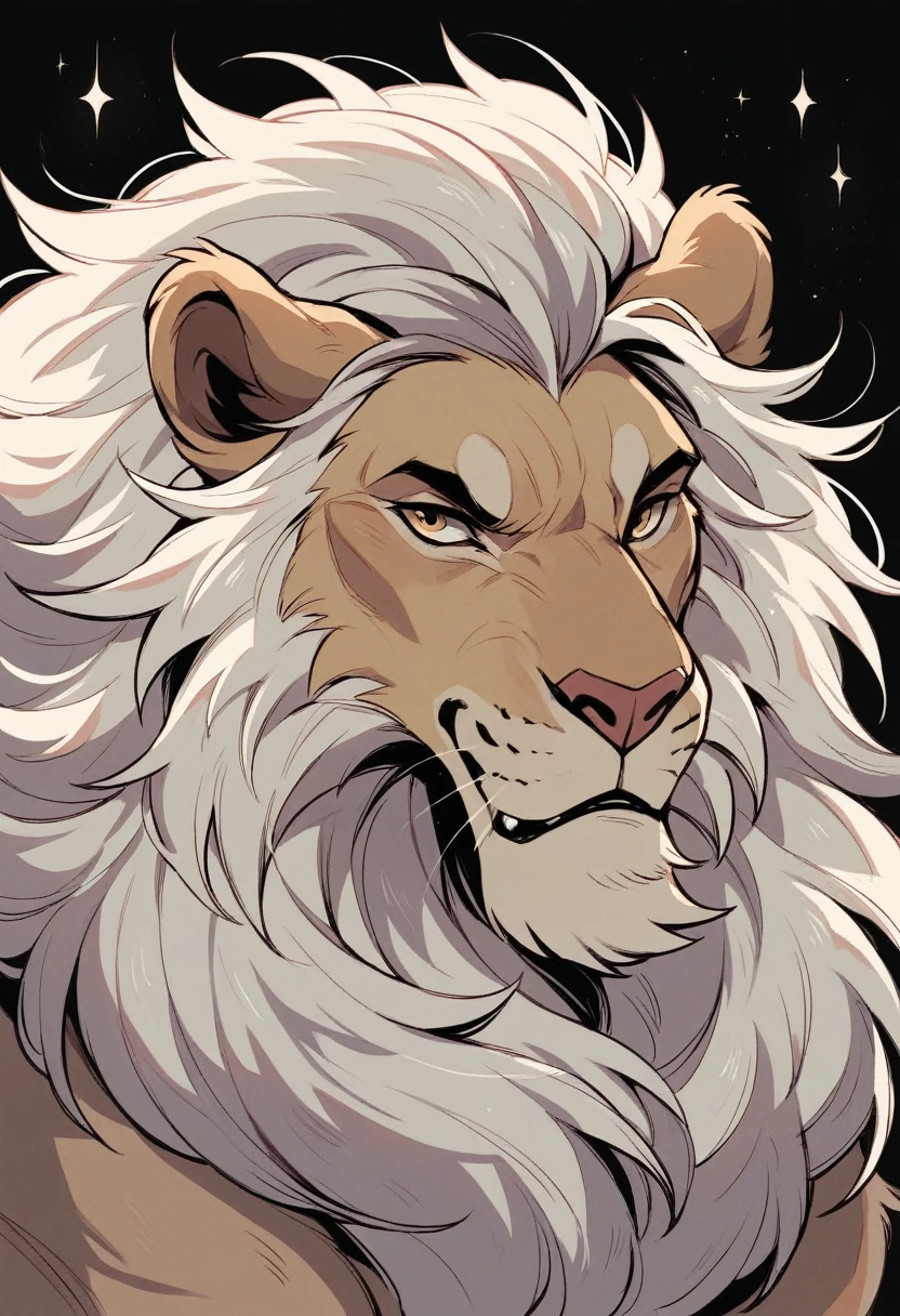 Black background and golden lion