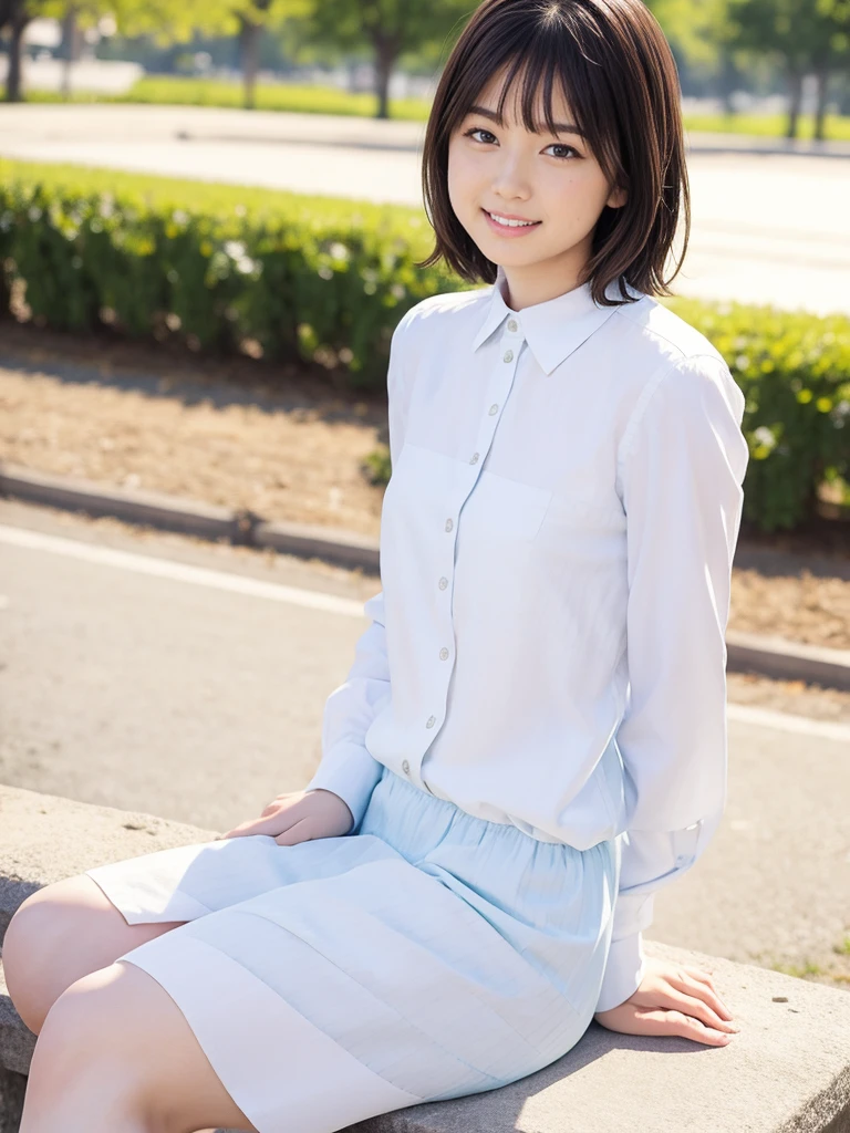 Highest quality, Realistic, 8K, High resolution, Full Color, One girl, woman, 20 years old woman, (Mouth closed:1.73), (Skin Dentition), (Portraiture:0.6), wood, Park bench, Dawn, ((Park Background:1.52)), Full Color, ((White shirt:1.58)), View your viewers:1.8, (One girl eyes View your viewers:1.55), (Medium Hair, Brown Hair, Parted bangs:1.45), (Bokeh),
information