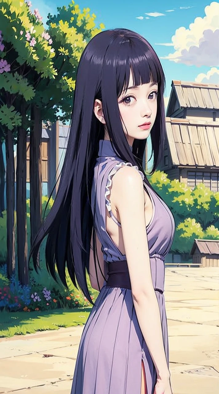 A girl, black hair, white eyes.