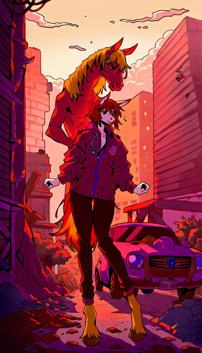 score_9, score_8_up, score_7_up, (cyberpunk-style city on background, buildings, neon signs, cars, trash, dirt, sex, drugs, rock-n-roll),
((Horse:1.2), anthro, solo, [female,male:0.5], (portrait, standing), (holding), ((wearing clothes)), ((have fur)), beautiful, (have augmentations, implants, cyberpunk-style additions)