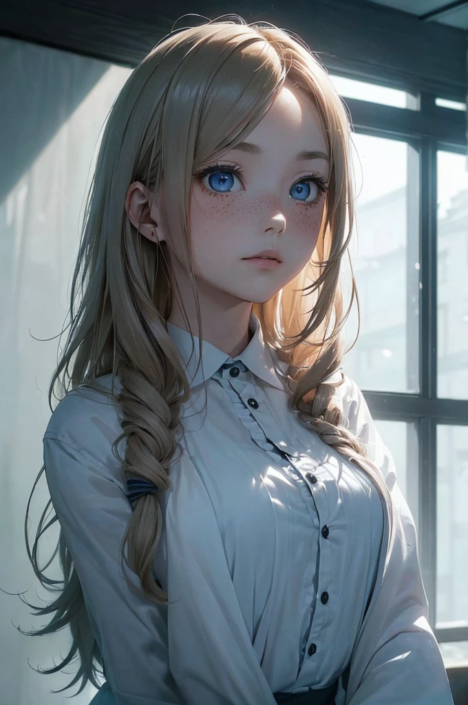 anime girl with blue eyes and blonde hair in a white shirt, blonde anime girl with long hair, smooth anime cg art, attractive anime girl, 🤤 girl portrait, detailed digital anime art, portrait anime girl, seductive anime girl, beautiful anime portrait, realistic young anime girl, beautiful anime woman, clean detailed anime art, beautiful anime girl, realistic anime artstyle