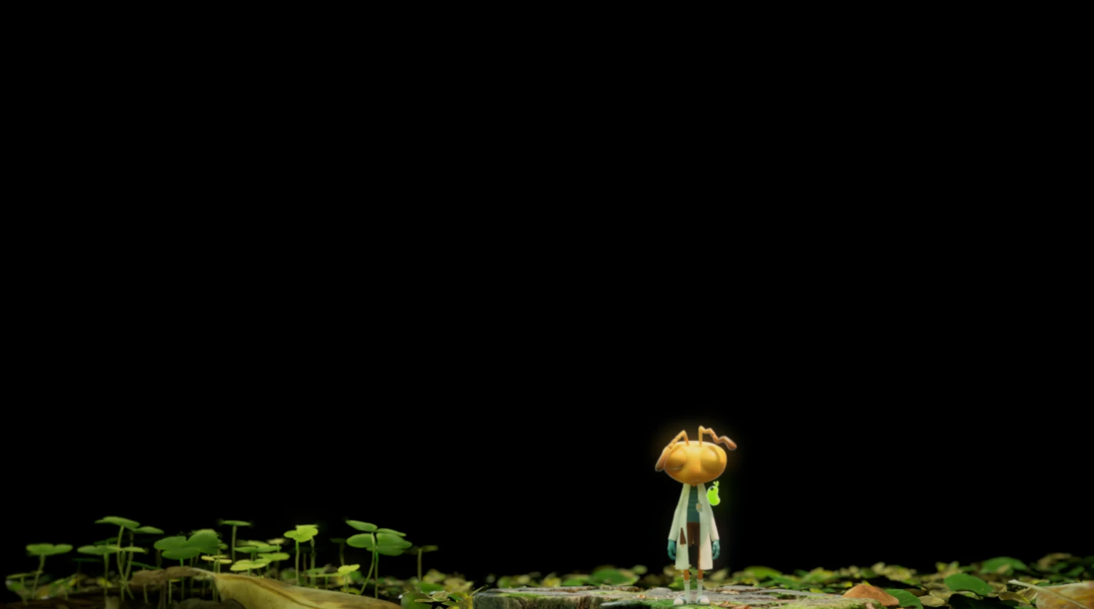 in the dark,There is an ant standing on a tree stump, Tadashige Ono (Tadashige Ono) 的Concept Art, Unsplash, Concept Art, Fairy Fruit. Octane Rendering, Mushroom forest, among wonderful golden fireflies, Standing on the lotus, In the wild mushroom fountain, Paul Batson, An ethereal still painting, [Bioluminescence, Animation stills