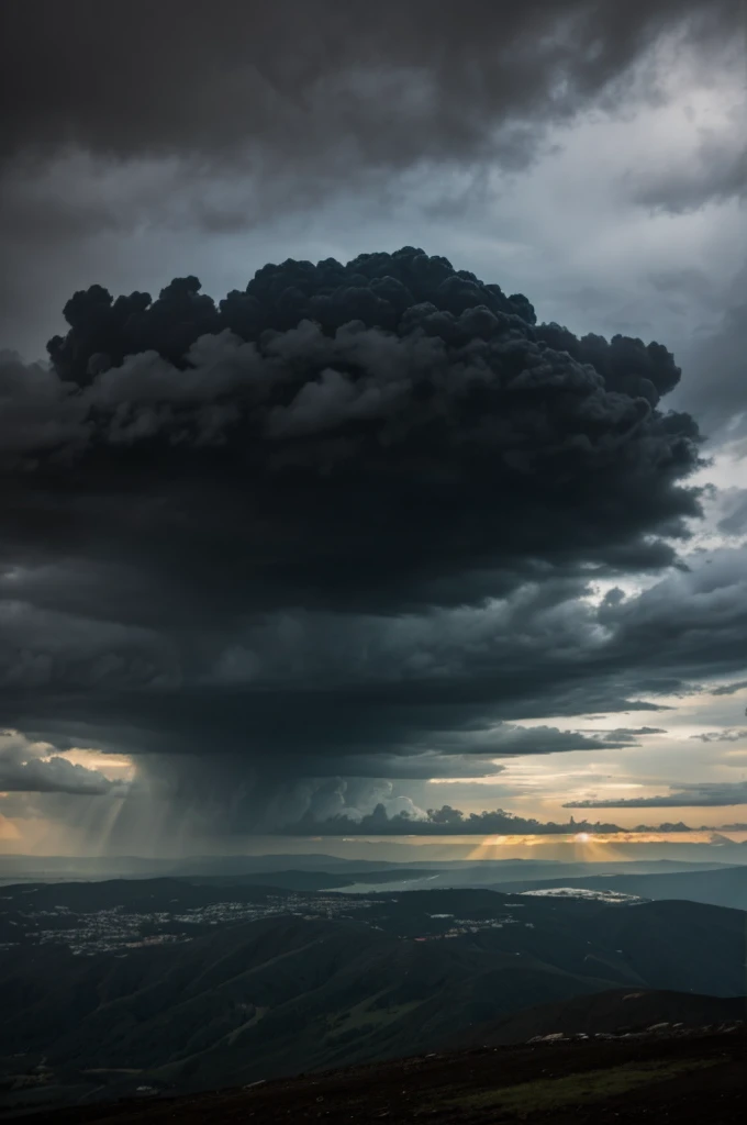 Dark black cloud and rain