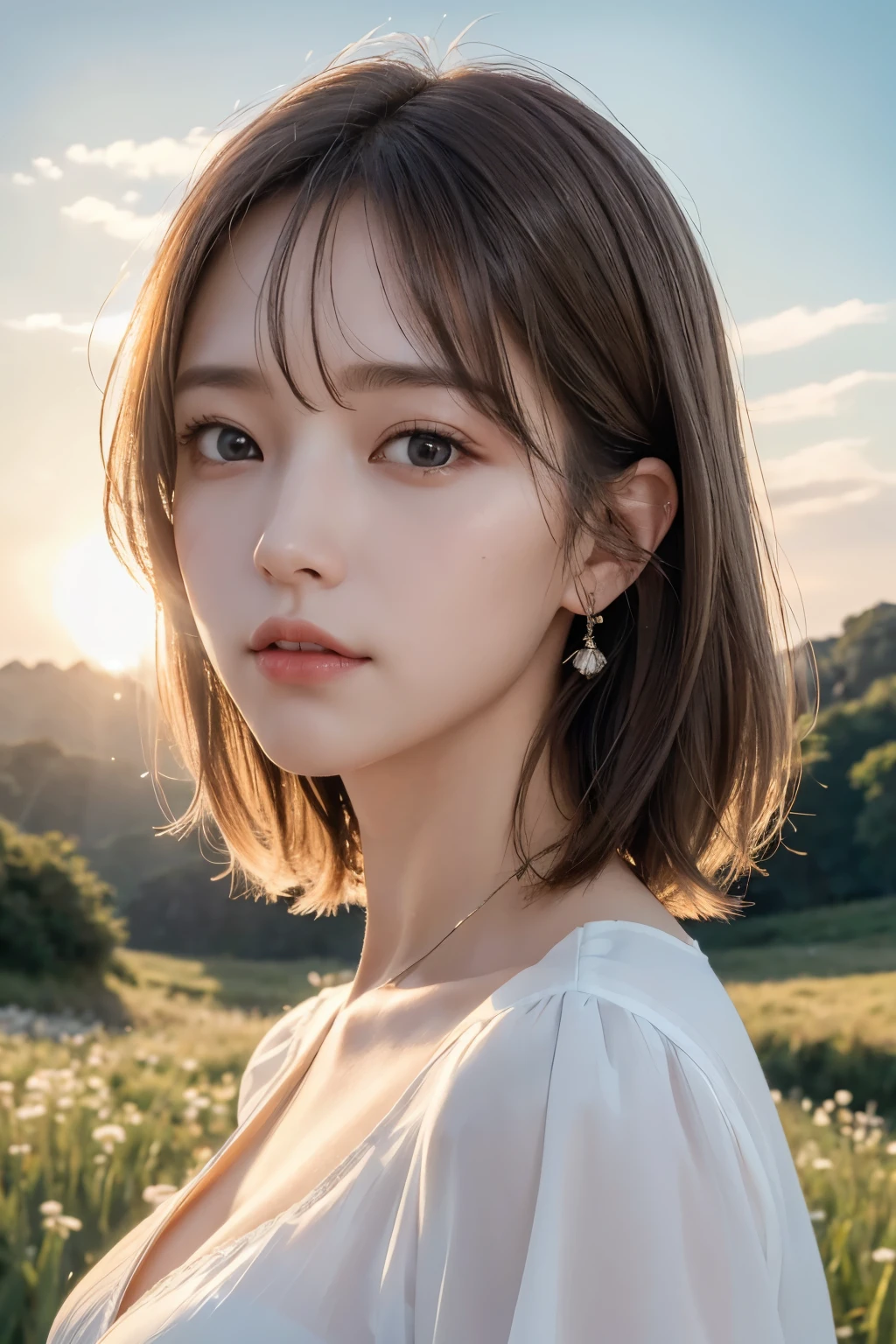 close up of a woman with a white shirt and a necklace, beautiful japanese girls face, young adorable korean face, girl cute-fine-face, asian beautiful face, beautiful young korean woman, feminine beautiful face, beautiful delicate face, soft portrait shot 8 k, korean face features, cute natural anime face, young cute wan asian face, beautiful feminine face