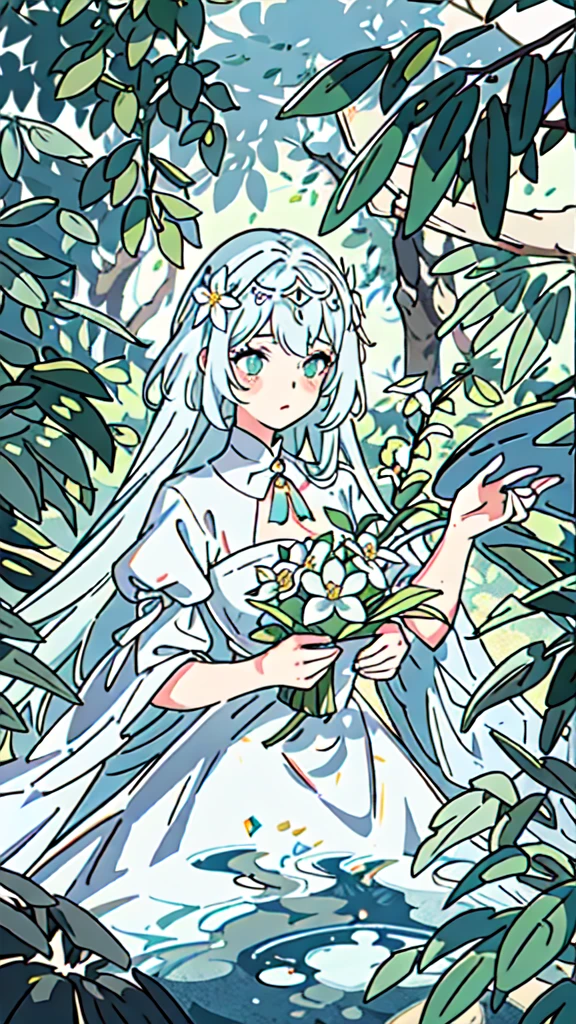 a beautiful young girl, 1girl, cute and innocent expression, detailed facial features, expressive eyes, long eyelashes, detailed lips, delicate skin, detailed hands, child-like wonder, flower crown, wandering in a lush garden, surrounded by vibrant flowers, sunlight filtering through the leaves, soft pastel colors, warm lighting, highly detailed, 8k, photorealistic, studio lighting, intricate details, painterly style, masterpiece