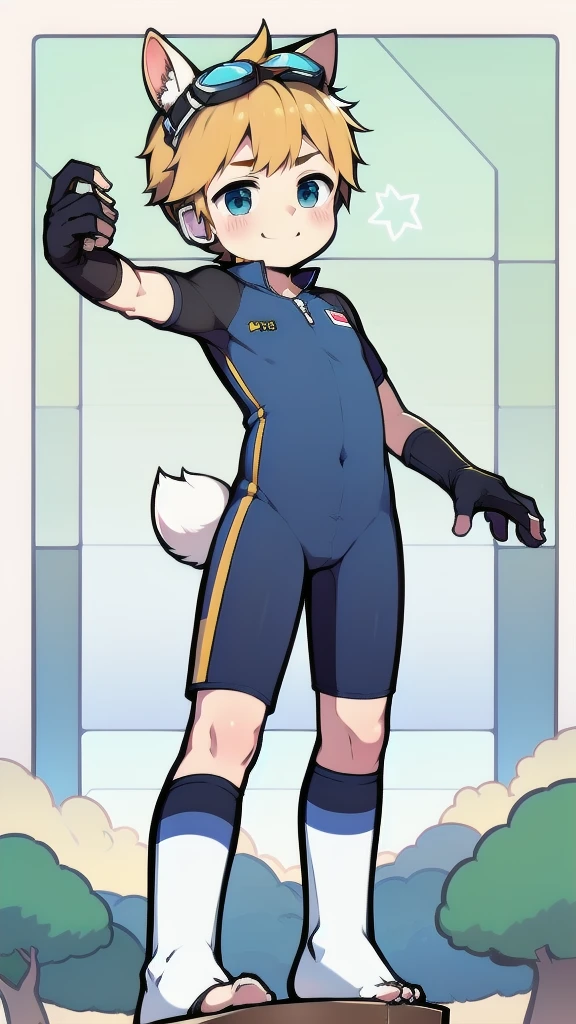 A white cat with blue eyes,Wear transparent tights,playing at swiming pool,white cat struggling,The neck locked by the collar!!!!playing water,filled with water,Looks pleased,tightsuit!!!