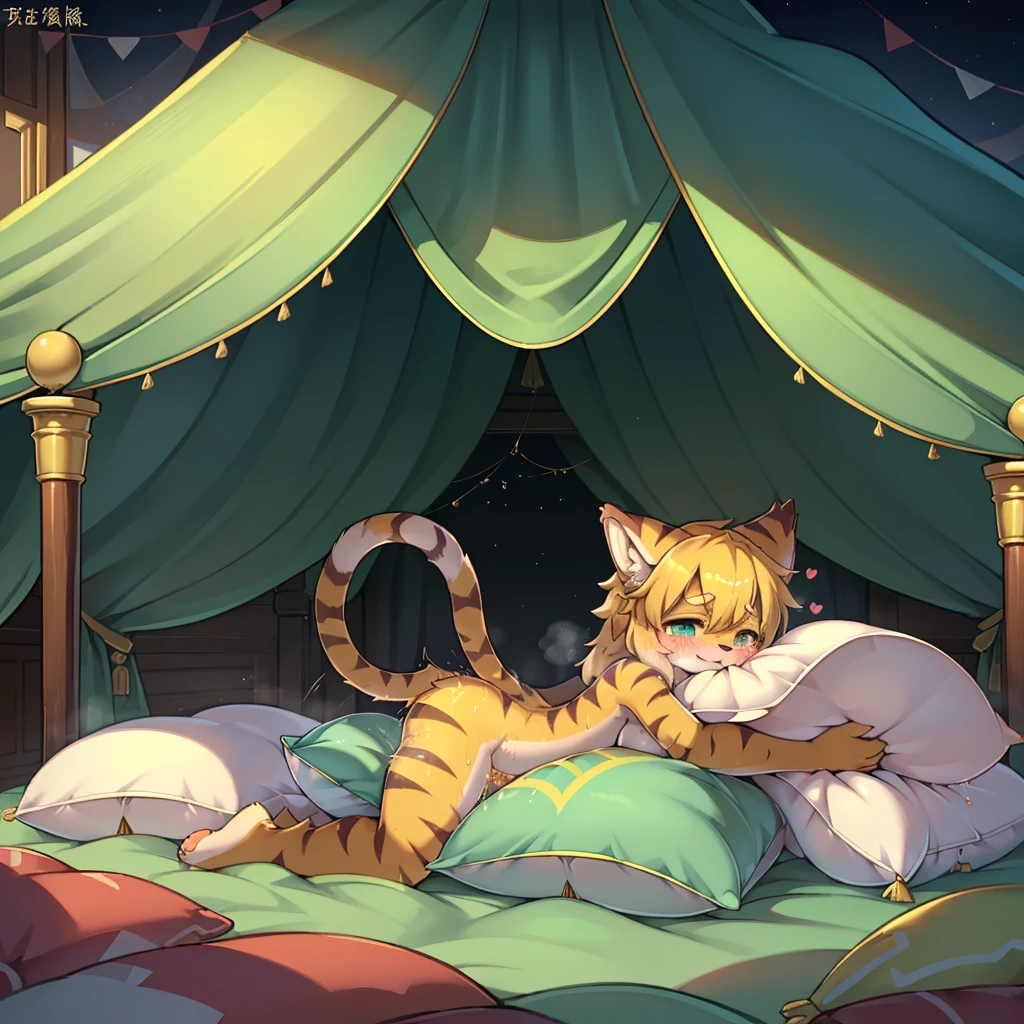(masterpiece,best quality),my own, The Beast, , (适合任何Pillow背景的光影)), 穿着pajamas可爱女孩在Pillow上摆姿势 ,pajamas,Nature,, (blush),a smile,Pillow头,(很多Pillow),Soft cushion,,Soft pillow quotation,(Pillow损坏),很多Pillow,(Crotch rubbing),((Pillow驼峰)),(Pillow),(A tail),,(充满细节的Pillow),(Love around the protagonist),Steam,(Pillow头),(),(豪华Pillow),(Pillow),(palace),(Palace bedroom),(Pillow),柔软的Pillow,,(Classical European style bedroom ),(excited,shy person,Lack of expressiveness,),,pillow humping,my,tiger tail,tiger ears,Tiger pattern,,Sweat,,Sweaty,(Body swing,身体Shaking lines,Shaking lines),best quality, masterpiece, ((Maximum resolution)), artwork, ,,,(Interior of the palace),(In the bedroom at night),(Deluxe Rococo Canopy King Bed),On a big and spacious bed,(the 女孩 is lying on the bed),Before bedtime,,,Luxurious curtains with ornate ruffles and ribbons surround the bed,((((There are many pillows piled on the bed)))),Detail of Quilt,Detailed bed sheets,Ruffled Bed Skirt,Deep Bed,Background with depth,((详细的Pillow)), ((((大量的Pillow)))),peeing,squatting,water,Urine,Shaking lines,wetting pillows,Flowing liquid,Violent body shaking,剧烈Shaking lines,详细的软Pillow,,((女孩正躺在许多柔软的Pillow上,周围有许多Pillow)),Splashed liquid,Pillow和床上有水迹,Lots of urine,Lots of liquids,Urine everywhere,大量Sweaty