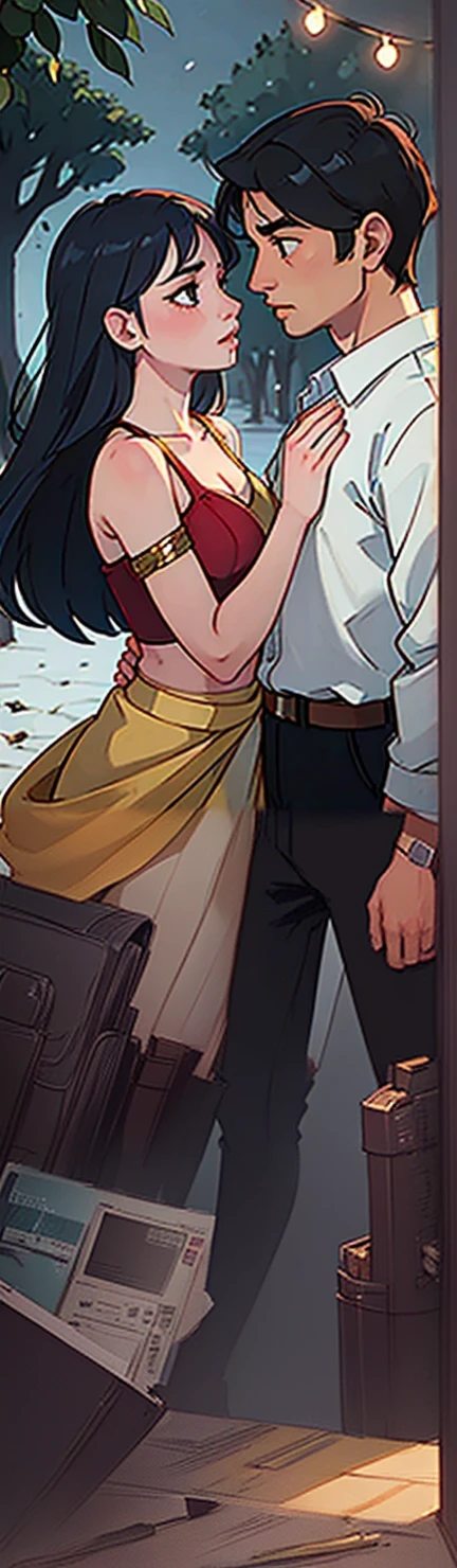 arafed image of a man and woman standing next to each other, manhwa, artgerm and atey ghailan, style artgerm, artgerm comic, concept art of love, comic art style, digital anime illustration, stunning art style, in style of artgerm, rob rey and kentarõ miura style