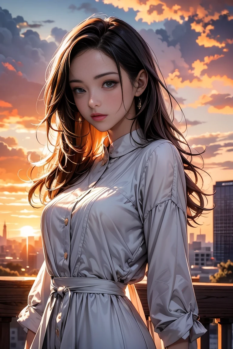 ((Masterpiece, top quality, high resolution)), ((highly detailed CG unified 8K wallpaper)), There is a plane flying in the morning sky, cloudy morning sunrise, strong sun rising in the sky, moody morning sunrise in the background, orange sky outside, cloudy morning sunrise, sky setting, morning sunrise in the background, sunrise is, morning sunrise in the background, sky in the background, sky in the background, dramatic sky and,