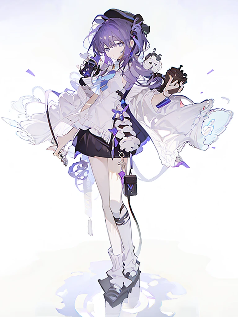 A girl，Standing picture，whole body，Standing，bandage，Purple Hair