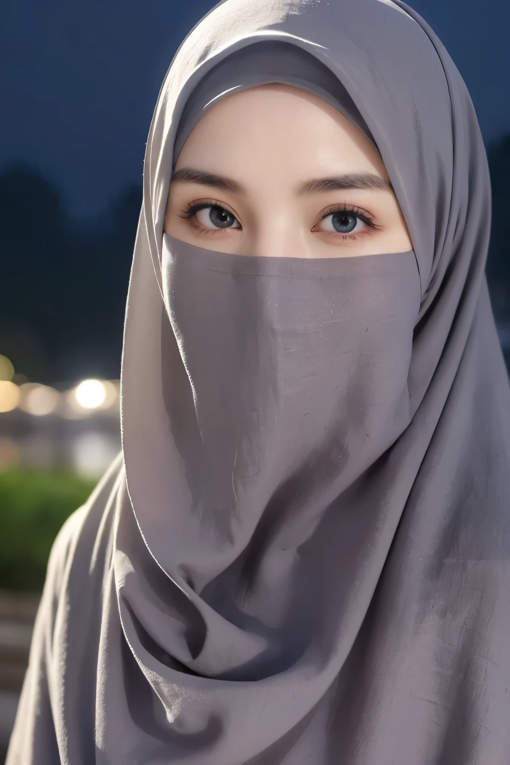 8k, best quality, Medium close-up, （Best quality，8K，tmasterpiece：1.3）((turkish girl hijab)), ((long hijab, close hijab)), fit body, perfect eyes, pale skin, fair skin, perfect skin, ((outdoor)), at night, ultra-delicate face, delicate eyes, double eyelids, half smile, Realistic, beautiful and delicate photo,heterosexual, braless, standing, ((night time, night sky, low light, darkness, dark night)), cold expression, cold pose, front view, ((Wide-leg linen pants)), at javanese village,muslim clothes Exterior light at night:1.4)、(Falling rain:1.3)、(Hair swaying in the wind:1.2)、(Light reflecting rain:1.0)
