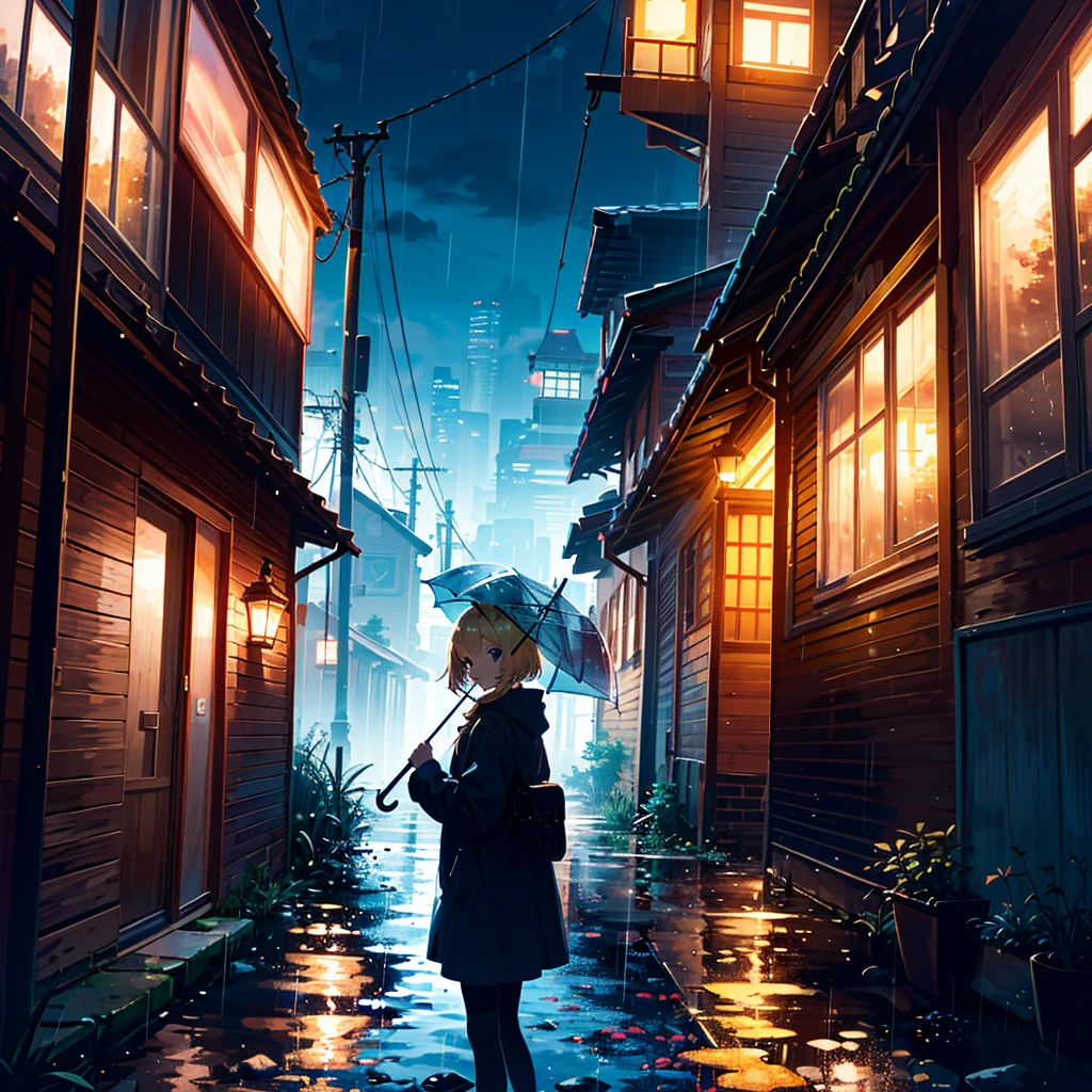 High-definition background, bright and beautiful atmosphere, 3 girls (2 years old, (1 short-tempered round face), (1 child)) (hair, surface effect), color effect), small breasts, blonde hair, fishing boat, rainy season 's weather, a girl clinging to the window, a girl putting her hand on the window, girls walking outside with umbrellas, deltamon_sdXL:0.73) >Deltamon Negative Prompt