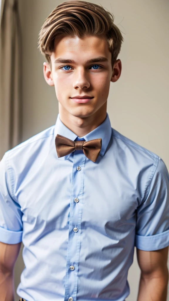 19 year old male wearing bow tie and button up
Physical Description: Brown colored hair and skinny build. 5"5 and 150 LB. Blue eyes.
.