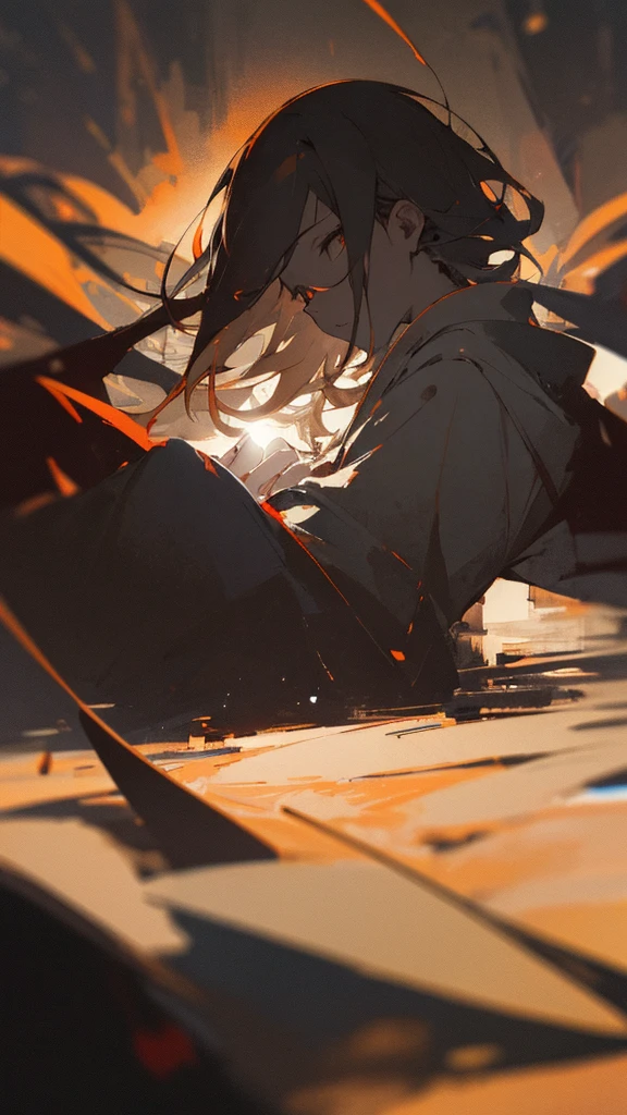 (masterpiece、highest quality)、Warm lighting、 Blurred foreground、Deep in the night、High Contrast,it's snowing,Black night,full moon,universe,planet,Moon and Earth,Ruined World