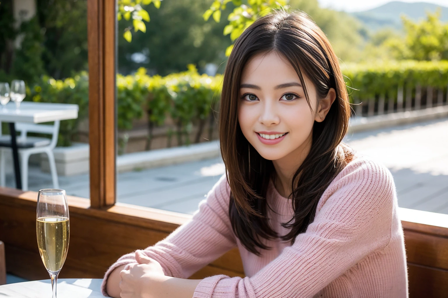 ((Highest quality、8K、masterpiece:1.3))、1 male、1 woman who resembles Satomi Ishihara、Couple、spouse、Couple、The body is slim、((Bob Hale、Straight hair:1.2)), (Realistic, Intricate details:1.2), テーブルの上のwine glass、Put the light on your face、 Amazing view of the sunset sky and clouds、Amazing mountain views、A bright smile、The wonderfulness of smile、Bright image、The beauty of wine, Beautiful Face, blue eyes, The light shines on your face, Blushing, short hair,Bright Face、 (42 years old), 39 years old, red wine 、Appetizers、Italian food、Wine bottle、Champagne、sparkling wine、Two beauties、Brown Hair、Shortcuts、Long sleeve shirt、dress、Beautiful woman 1, (slimな顔), (The body is slim), (Brown Hair), (Shortcuts), cheeks turn a little red,Attractive beauty、restaurant, In a prominent place (From the waist up) Nova Frog Style, actress, model, Upper Body, White wine, slim, wine glass, 中央に置かれたwine glass, smile, (smile: 1.15), Beautiful fine grain, Depth f/2,saturation, High Contrast, Strong light and shadow,Moist Body:1.5、3D texture、Delicate eyes、Brown Hair、The hair is very shiny、