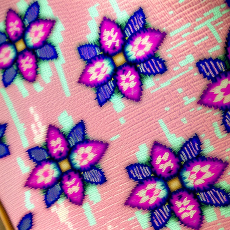 a close up of a pink and purple floral design on a pink background, flower motif, graphic detail, by Ayako Rokkaku, textile, by Aguri Uchida, textile print, close up, very close shot, medium detail, large motifs, closeup - view, close up shots, close ups, flower power motifs, textiles, batik