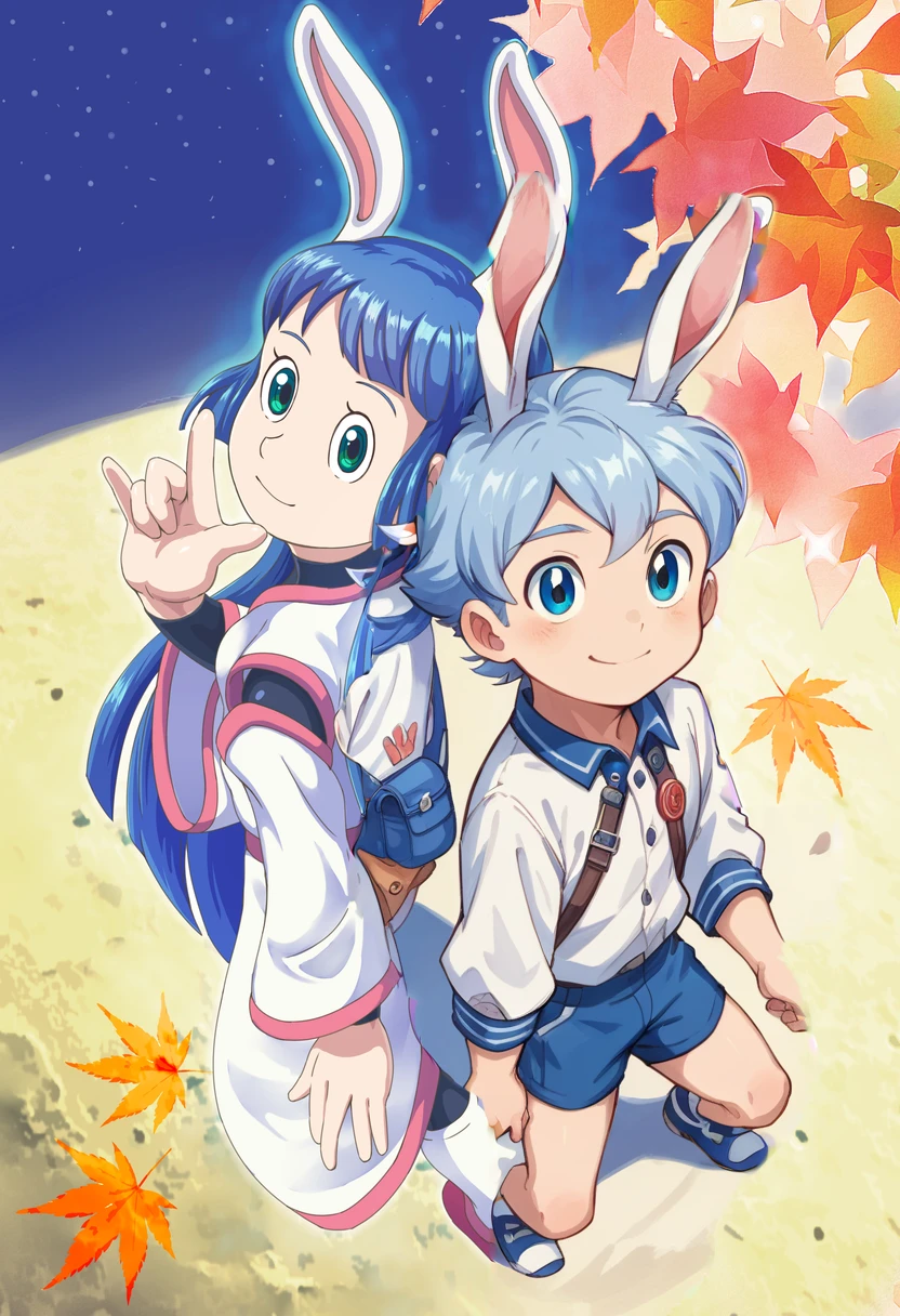 Score_9, score_8_up, score_7_up, rating_safe, Cute young naked boy, luca,blue hair, blue eyes, rabbit ears,rabbit boy,　cute face, very smail, light smile,