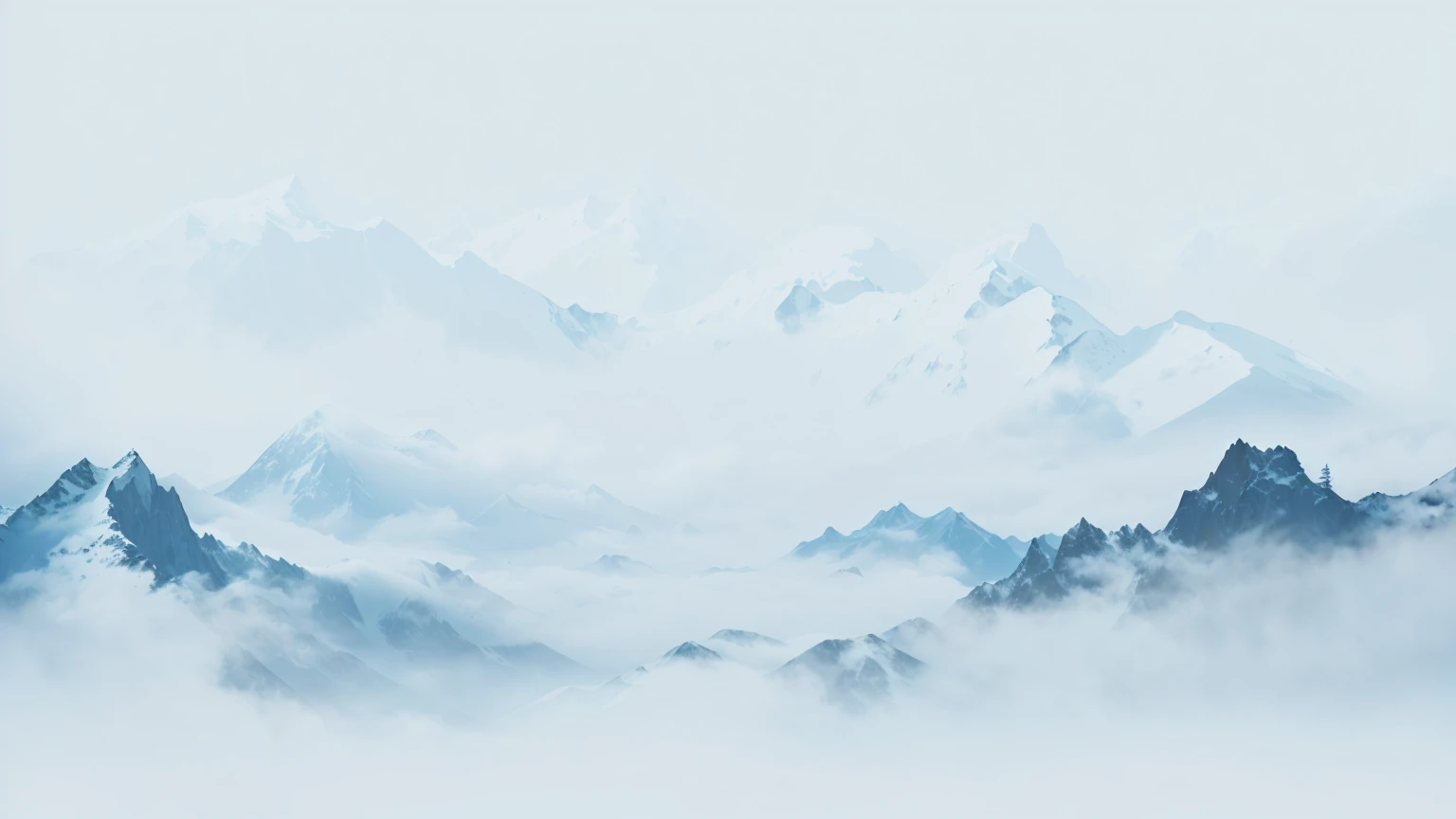 A lone bird flies over the mountains in the fog, mountains in Fog background, Mountains in the background, Mountain background, pale Blue fog, Fog background, Misty Mountains, Simple background, Clean background, mountains background, Mountains in the background, Detailed scenery —width 672, Hazy background, Blue fog, Mountains in the background, Mountain background