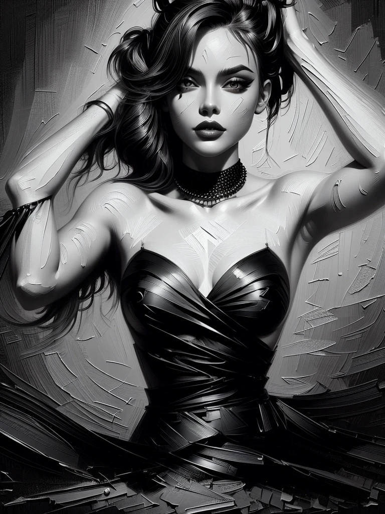 A dynamic and visually striking illustration of Harley Quinn, drawn in the style of Artgerm. This piece pays homage to the classic pin-up art of Earle Bergey, while still maintaining the edgy and playful nature of the beloved comic book character.