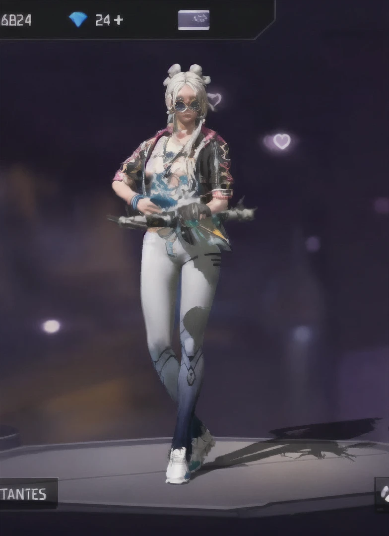 Cyberpunk Linen Suit, cap, black shorts with navy blue leggings, navy blue jacket ,extremely detailed, detailed face, glasses ,beautiful face, fine eyes, looking at the viewer, feminine pose, evening