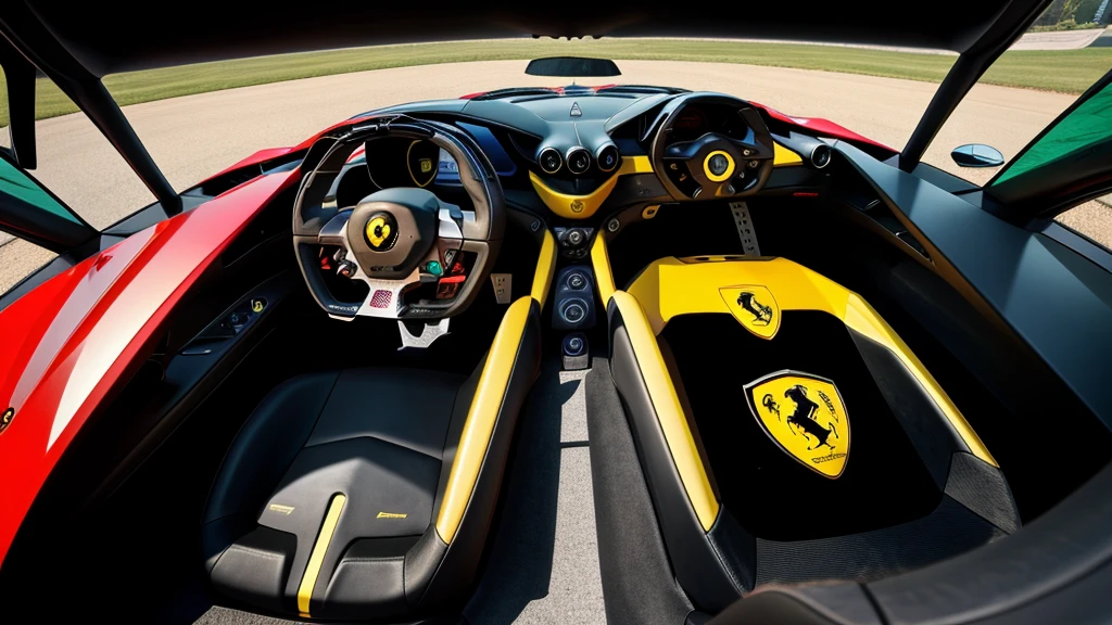 Ferrari and Lamborghini logo showing in-hand arm