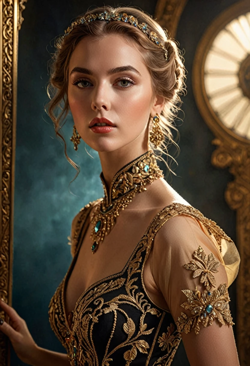 masterful, hyper detailed, award winning photo, (intricate details, masterpiece, best quality:1.2),
full body photo of (insanely sensual:1.2) woman,
(style by Eugen Bracht and Karel Dujardin and Rolf Armstrong:1.2),
(lethal and bifurcated and restorative atmosphere, lens flares, dreamy flares adding a whimsical and romantic touch to the visuals, aesthetic of social sculpture:1),
leading lines, cutting-edge phenomenal masterwork with exemplary details,
(chocolate and two-toned colors:0.1),