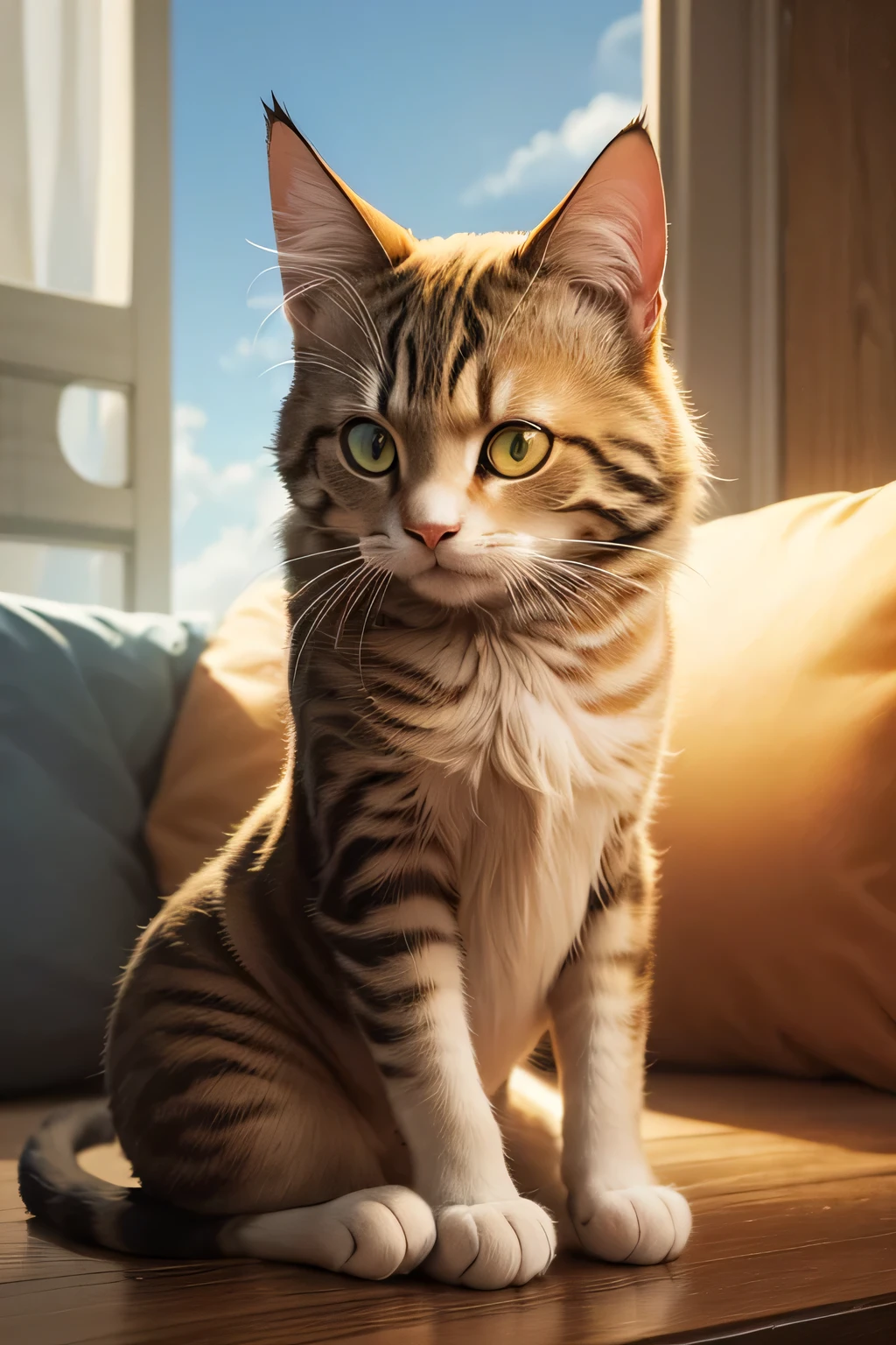 illustration,childrens book,Cats play where they find things that move.
Guidelines:
- Ensure that the illustrations portray cats in realistic settings.
- Include the entire body of the cat from head to toe in the illustrations.
- Avoid any suggestive or erotic depictions of cats in the artwork.