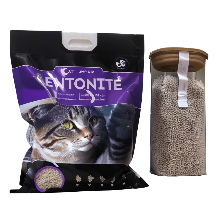 Close up of a bag of cat litter and a bag of catnip, 8 l, 8L, 4L, Lovely, "organic, Product Image, beautiful, Full product photos, by Ren Renfa, Bottom Angle, Packaging snapshot, High Detail, author:Gina Perron, 官方Product Image, sabattier filter,