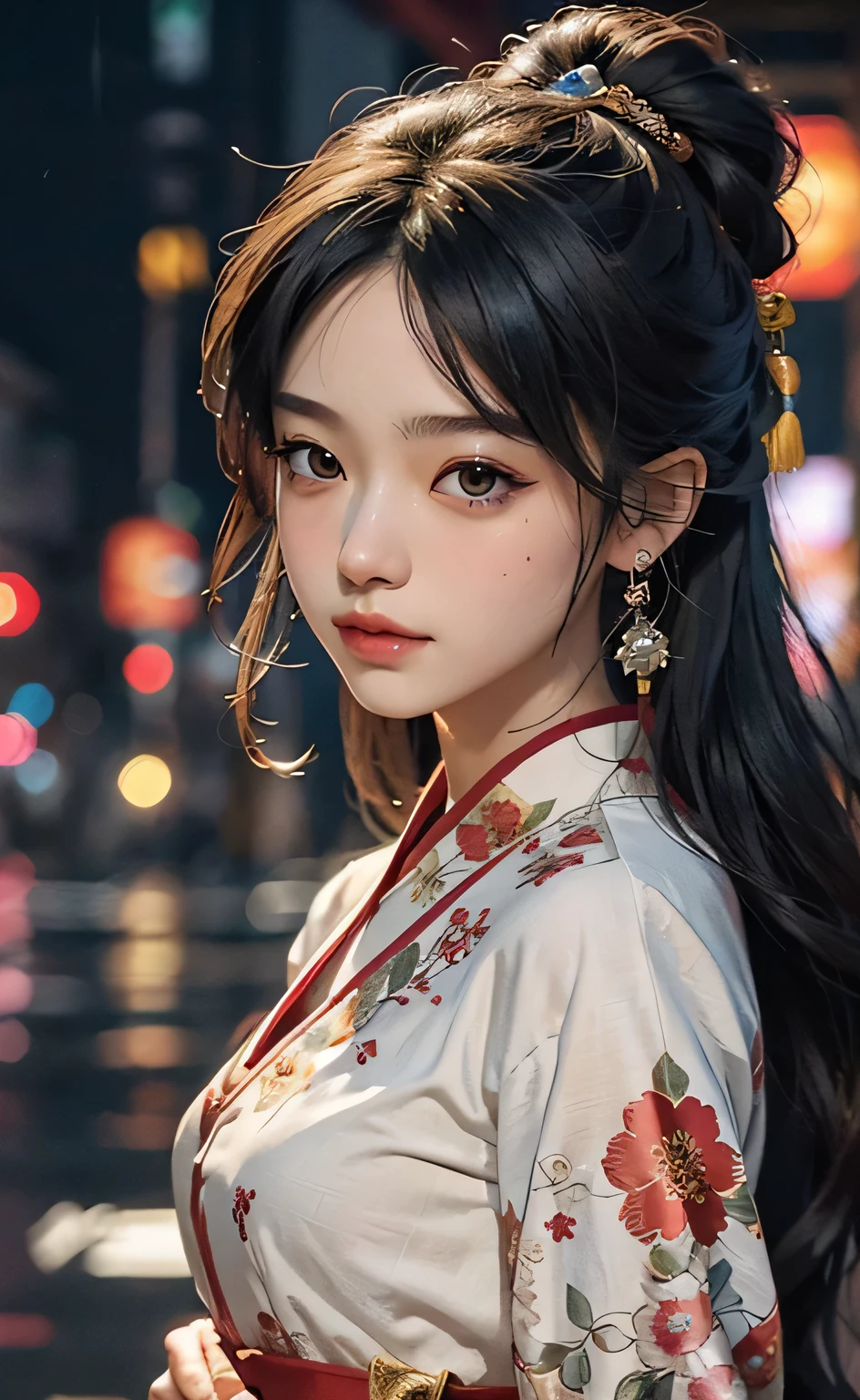 Rain sound and night view image: Rainy night、A scene of relaxing while looking out the window。 scenario: With the sound of rain and the visuals of the night view as the background、Soft lo-fi music plays。Perfect as background music to help you concentrate on studying or working。 [instrumental](masterpiece, 最high quality, 最high quality, Official Art, beautifully、aesthetic:1.2), (One girl), Very detailed,(Fractal Art:1.3),colorful,The most detailed pink hair、I have headphones on。fire, Yohuosh, ((最high quality)), ((masterpiece)), (detailed), One girl, Perfect body, 18-year-old, Small breasts, portrait of a girl with Small breastss who is a fire bender and has a phoenix pet. Her face is exquisitely detailed, With captivating and gorgeous eyes that will draw you in. She is wearing a bright Chinese festival costume., It is decorated with intricate ornamentation and floral patterns.. Elegant earrings and jewelry complement your outfit, Adding to her captivating looks. While walking around Harajuku, The atmosphere is cinematic and wonderful., Neon lights illuminate the surroundings、Creates a bokeh effect. The background is intentionally blurred, Focus on the girl and her enchanting presence. Her hair flows down, It appears to shine in the light, As the flames danced around her, Symbolizes her ability to control fire. Due to the presence of lion dance、This scene gets even more exciting。, Add an element of cultural celebration and vibrancy. fireworks burst in the sky, Add excitement and spectacle. The level of detail in the artwork is hyper-detailed, Make sure every aspect of your composition is well-crafted. Camera angle: A medium close-up shot of the girl&#39;s face and upper body, Highlighting her striking features and the intricate details of her outfit. Camera angleを少し傾けることで、It adds dynamism and cinematic atmosphere to the scene.。, Curtain bangs haircut model, Shoulder forward pose, Sharp Black, The shooting angle is a rim lighting shot., It&#39;s Golden Hour, Colored hair is rainbow hair, BREAK, Ultra-realistic, Intricate Design, insanely detailed, Extremely fine detail, Very sharp lines, Cinematic Lighting, Photo Real, a detailed painting by Esao Andrews and Anton Fadeev, RAW Photos, high detailed, 8K, 超High resolution, Digital SLR, Soft Lighting, High resolution, Warm Light, high quality, Film Grain, Fujifilm XT3, Realistic, masterpiece, 最high quality, hyper-detailed, 8K, Warm Lighting, Soft lighting, masterpiece, 最high quality, detailed, 最high quality, ultra detailed, High resolution, Cinematic Light, splendid and colorful, Out of focus, Raw photo, Portrait Art, absurdes, High Contrast, colorful, The best detailed,