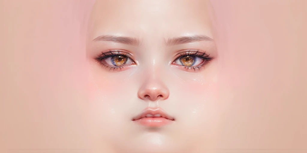 there is a digital painting of a woman with a sad look, kawaii realist portrait, :9 detailed face: 8, shiny skin, detailed face ), realist. ChengYi, inspired by Sim Sa-jeong, face realist, forehead, realist beautiful face, beautiful realist face, realist face, real detailed face, inspired by Yanjun Cheng, Face up