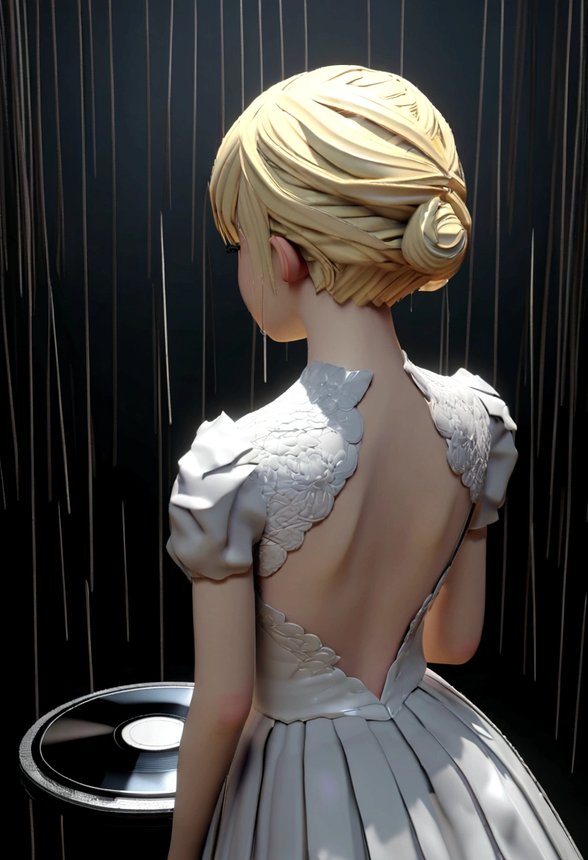 Sad girl,cry,darkness,Rainy Sky,。.。.。.。.。.。.。.。.。.。.。.。.。.。.。.3d,Deluxe,hard disk,Blonde Short,is crying,Turn your back