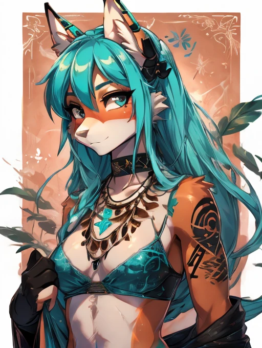 Miku Hatsune,Arabic, tanned skin, High Definition, kitsune ears, tribal tattoo