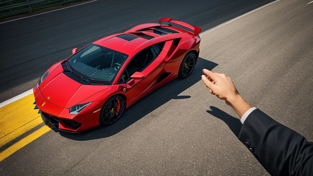 Lamborghini or Ferrari logo showing in-hand hand arm