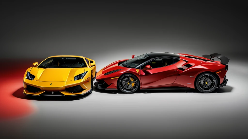 Ferrari and Lamborghini logo in finger 