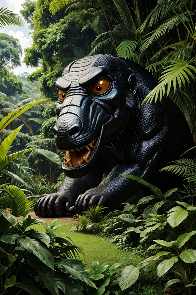 Generate a kong cobra in huge size in jungle