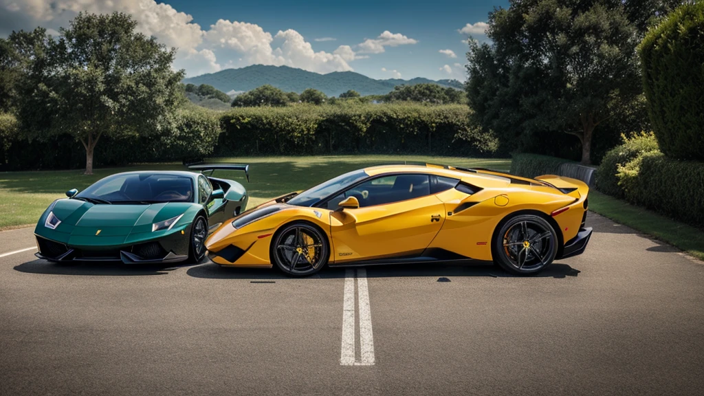 Ferrari and Lamborghini logo showing in-hand