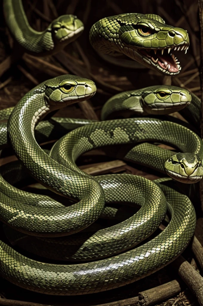 snake with many terrifying faces