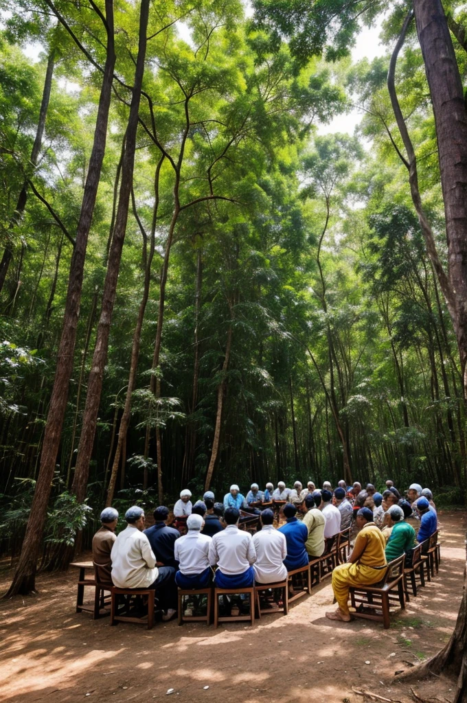 Indian village Panchayat meeting forest area”