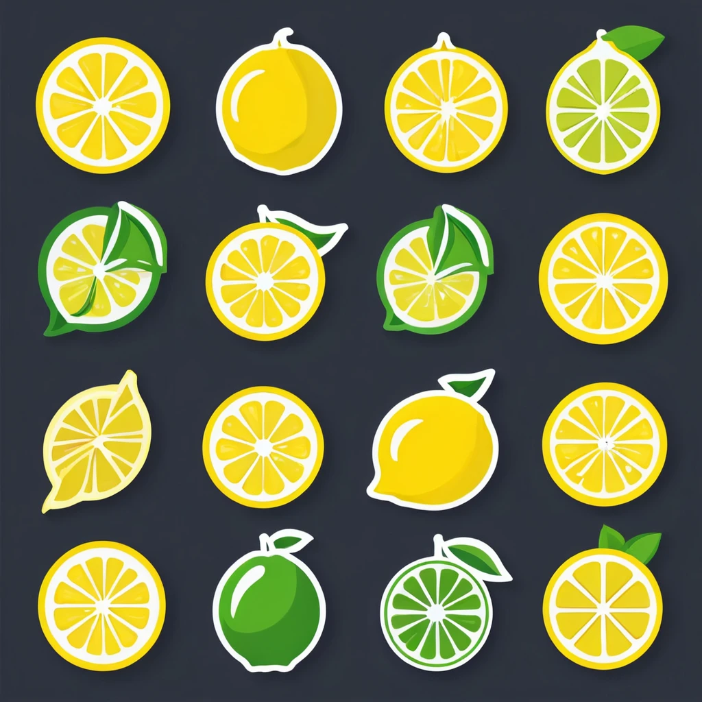 lemon line icons, lemon outlines and solid vectors
