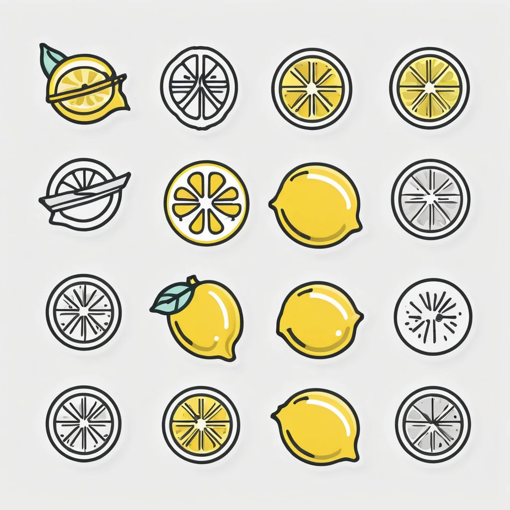 lemon line icons, lemon outlines and solid vectors