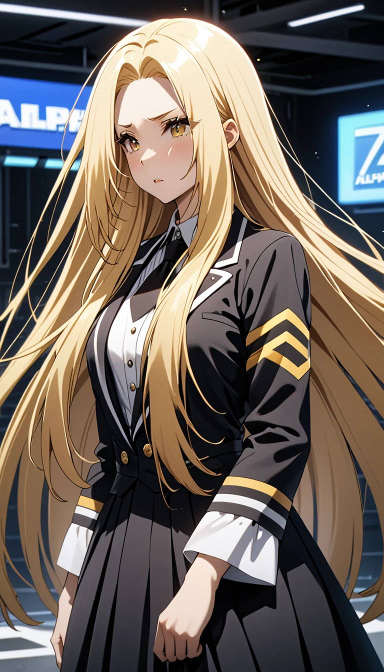 (Masterpiece、Highest quality、Very detailed、4K)、One Woman、、(I want to be a secret power)、Blonde、Long Hair、((alpha))