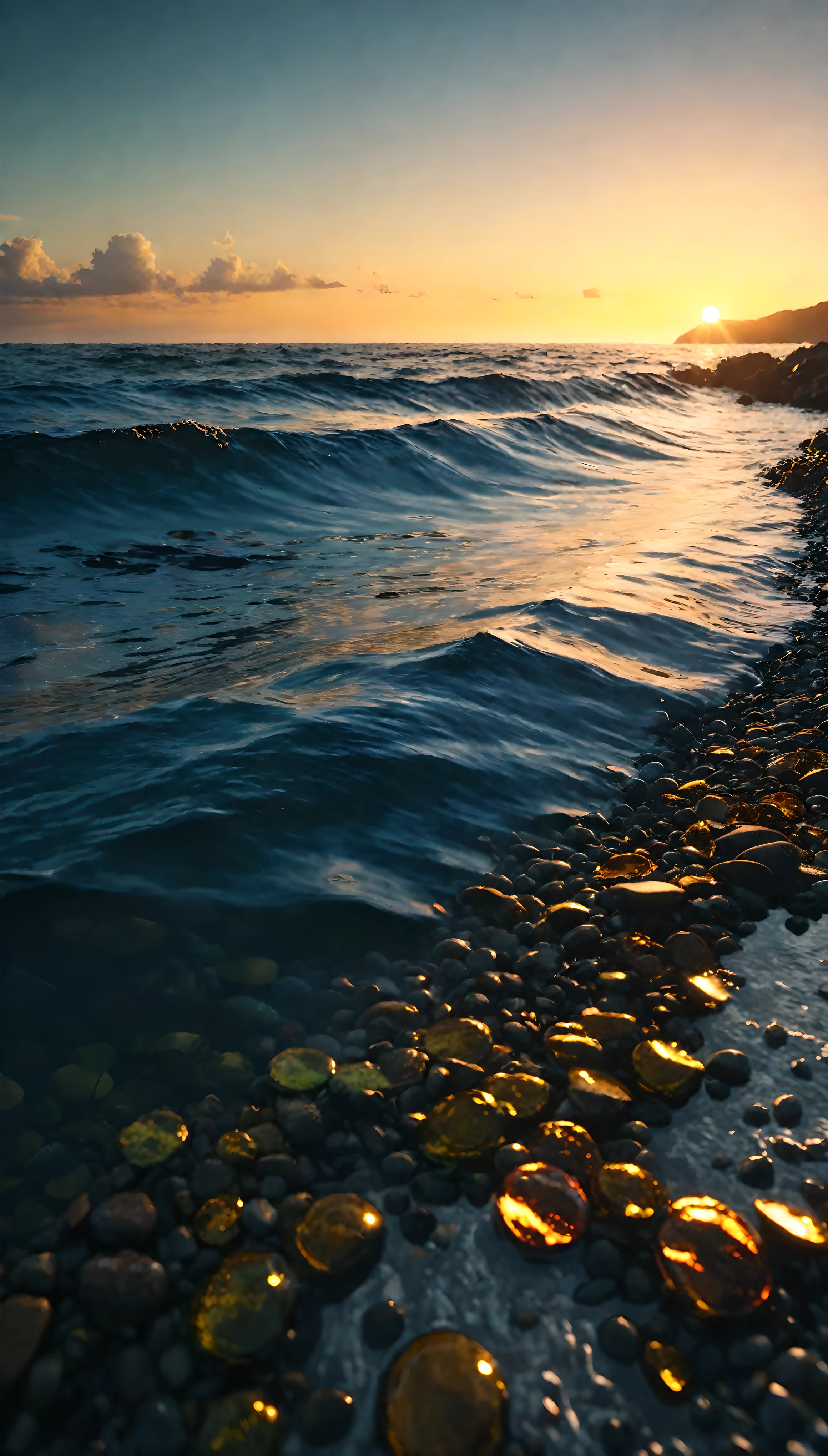 ((Masterpiece in maximum 16K resolution):1.6),((soft_color_photograpy:)1.5), ((Ultra-Detailed):1.4),((Movie-like still images and dynamic angles):1.3). | ((a beautiful sunrise above the ocean, breathtaking reflection on the water):1.2), ((majestic dawn, cinematic lighting, dramatic sky, serene ocean, vibrant colors, golden sunlight):1.2), (fish eye lens), (focus on the sunrise), (atmospheric haze), (nature photography style), (visual experience),(Realism), (Realistic),award-winning graphics, dark shot, film grain, extremely detailed, Digital Art, rtx, Unreal Engine, scene concept anti glare effect, All captured with sharp focus. | Rendered in ultra-high definition with UHD and retina quality, this masterpiece ensures anatomical correctness and textured skin with super detail. With a focus on high quality and accuracy, this award-winning portrayal captures every nuance in stunning 16k resolution, immersing viewers in its lifelike depiction. | ((perfect_composition, perfect_design, perfect_layout, perfect_detail, ultra_detailed)), ((enhance_all, fix_everything)), More Detail, Enhance.