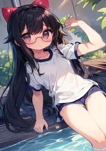 (Black long hair、Straight Hair)